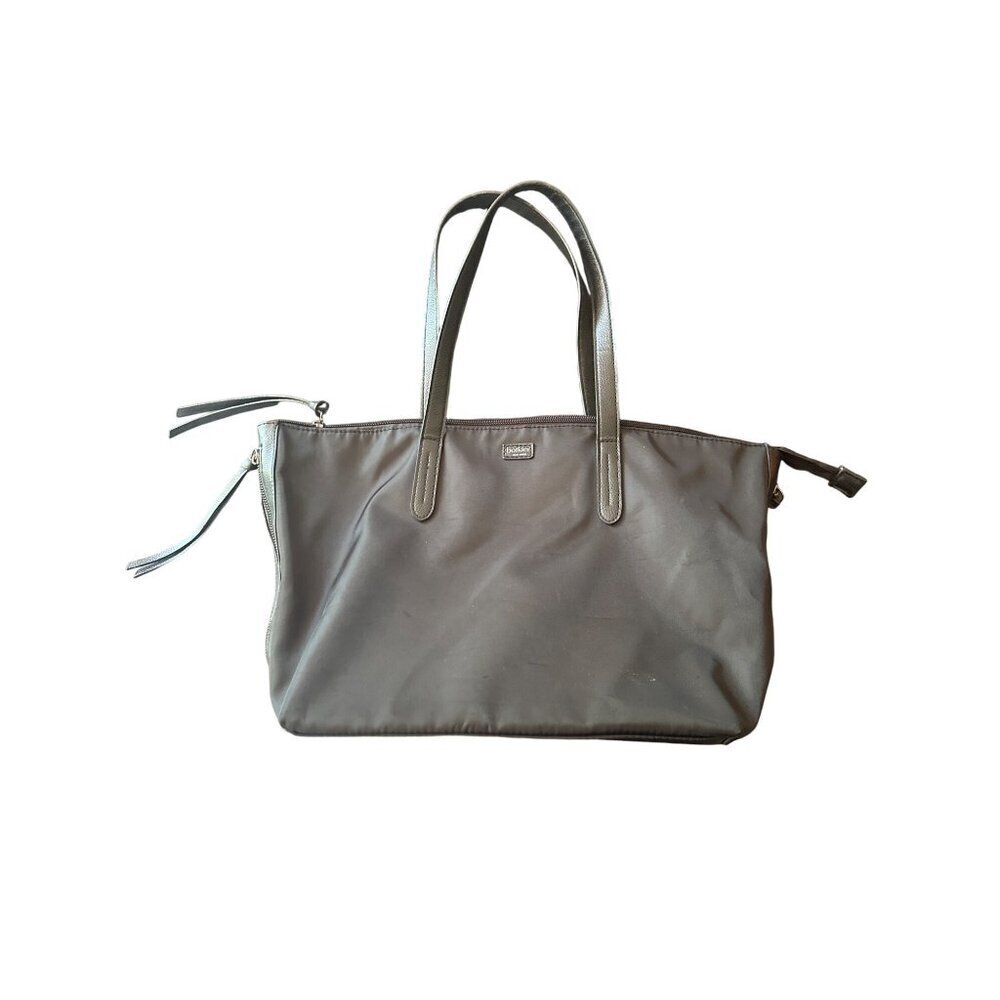 Botkier New York Black Nylon Tote Bag With Leather Handles & Zipper Accents